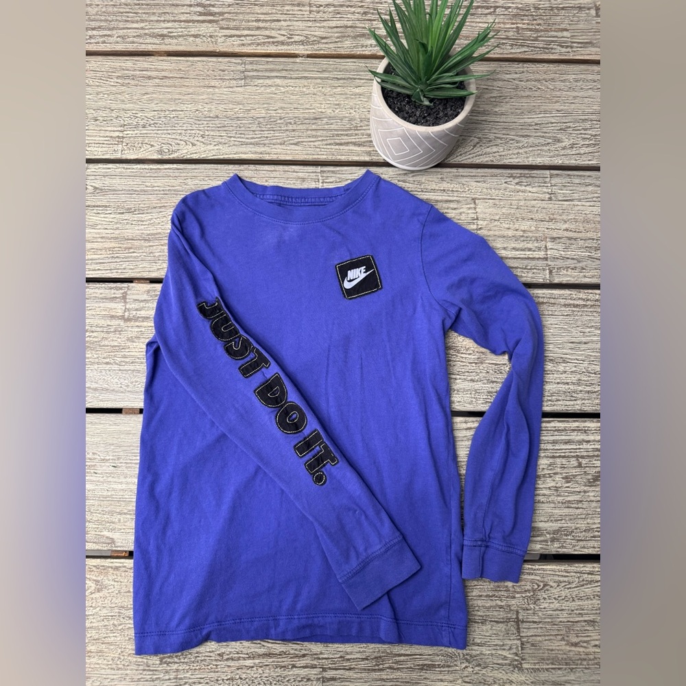 Nike Kids Purple-Blue Long Sleeve Shirt, Unisex, Sz Large